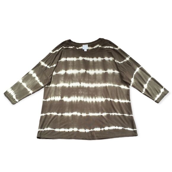 🔃Sunday Green Tie Dye Cold Shoulder Oversized Blouse Shirt - Picture 1 of 6